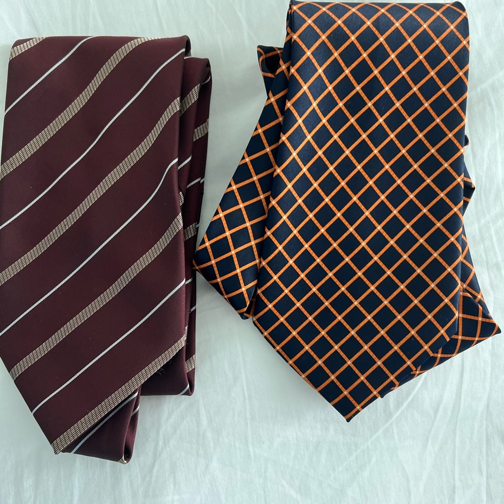Elegant Men's Tie Set -Two ties. Burgundy and Navy. Italian Design.